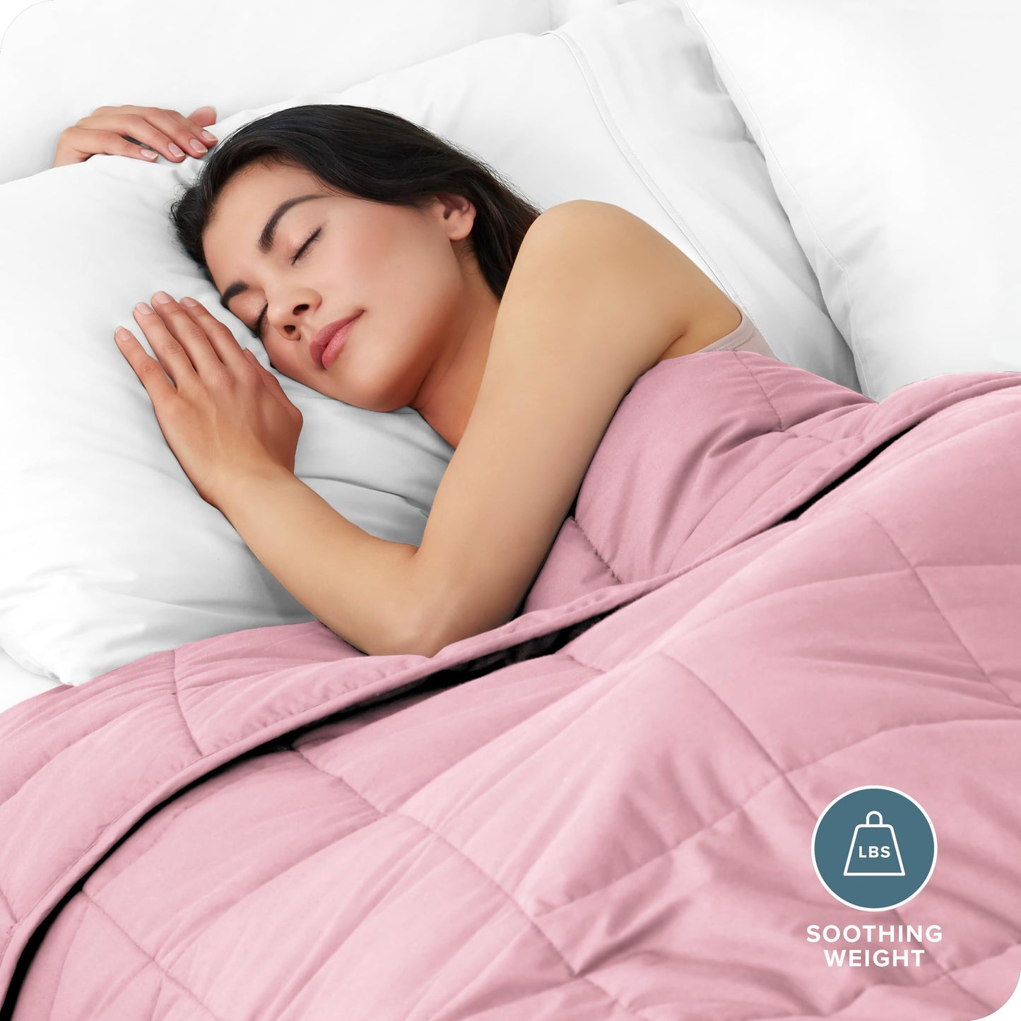 Bare Home Weighted Blanket Twin or Full Size 10lb (40" x 60") - All-Natural 100% Cotton - Premium Heavy Blanket Nontoxic Glass Beads (Light Pink, 40"x60")