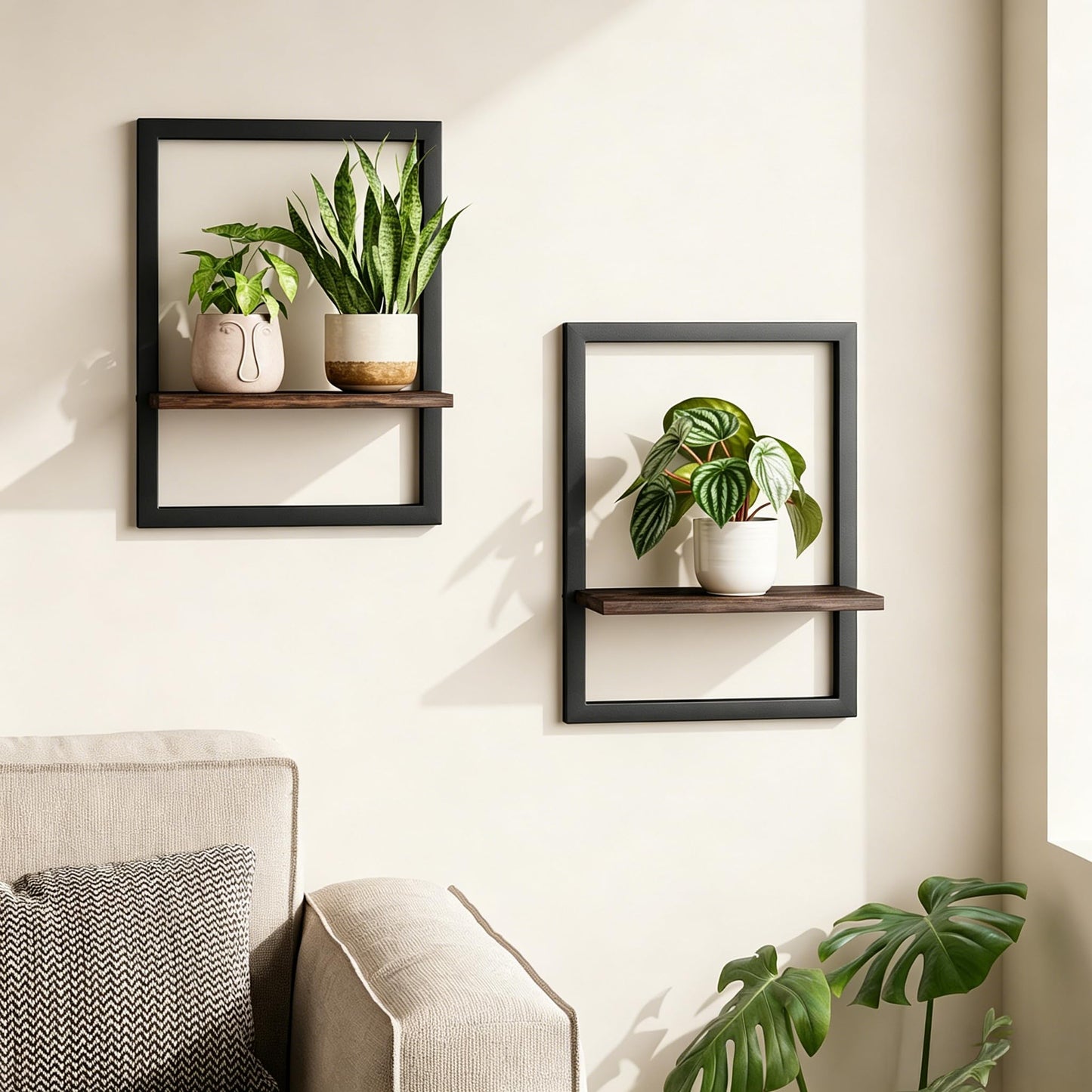 Bamworld Wall Plant Holder Hanging Planters for Indoor Plants Frames Decor Wall Planters for Small Pots Floating Shelves for Living Room Window