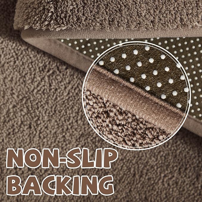 jinchan Solid Plush Area Rug 5x7 Performance Shaggy Washable Rug Indoor Soft Modern Faux Wool Cozy Non Slip Carpet for Living Room Kids Room Bedroom Dining Room Nursery Brown