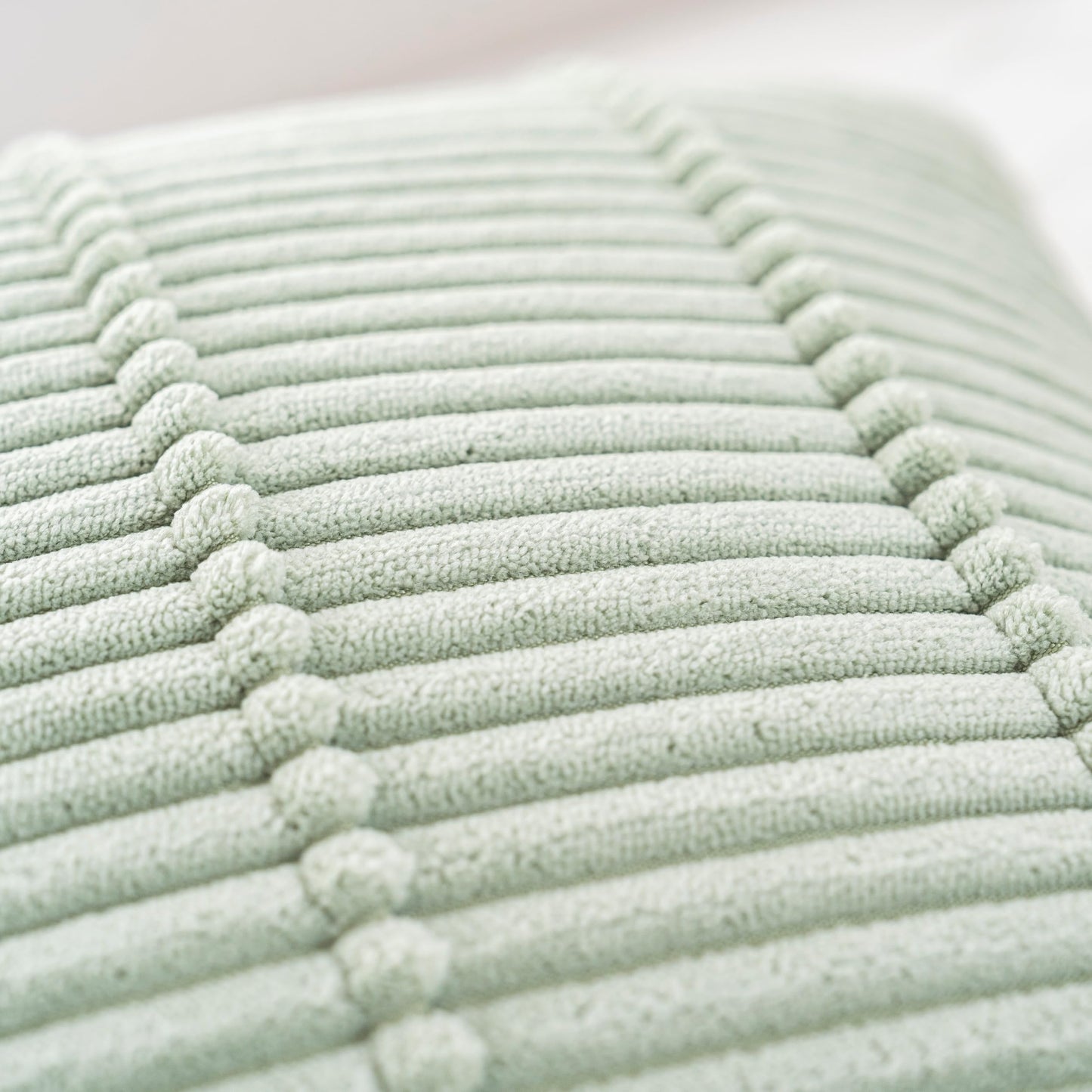 RDQRDQ Decorative Throw Pillow Covers Set of 2 ，Rustic Farmhouse Boho Home Decor, Soft Plush Striped Corduroy Square Cushion Case 18"x18"Sagegreen