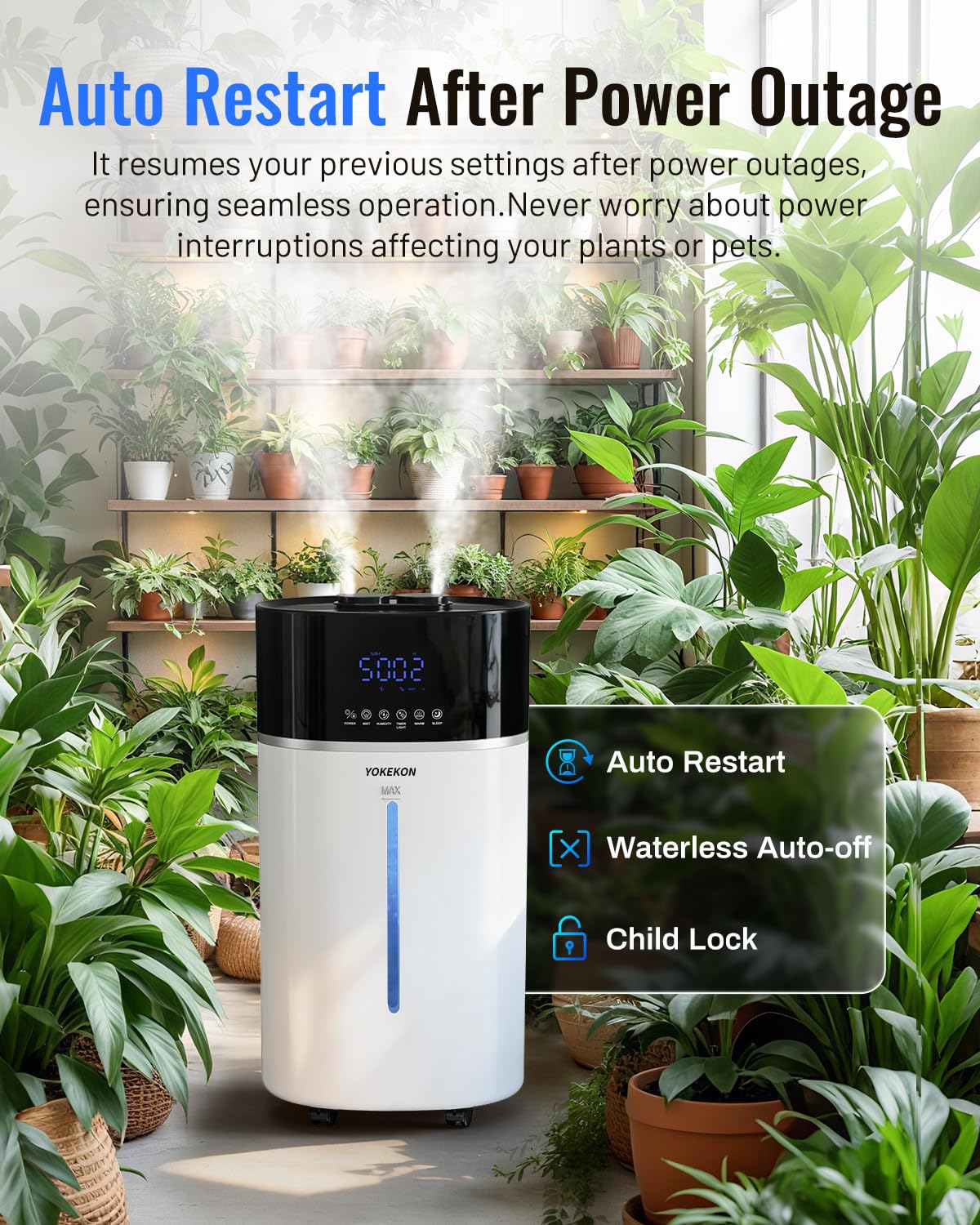 Yokekon Cool and Warm Mist Humidifier Large Room, 4.76Gal/18L Humidifiers for Home 2500 sq ft, Air Humidifiers for Bedroom with Diffuser&Extended Tube, Whole House Humidifiers for Nursery Baby Plants