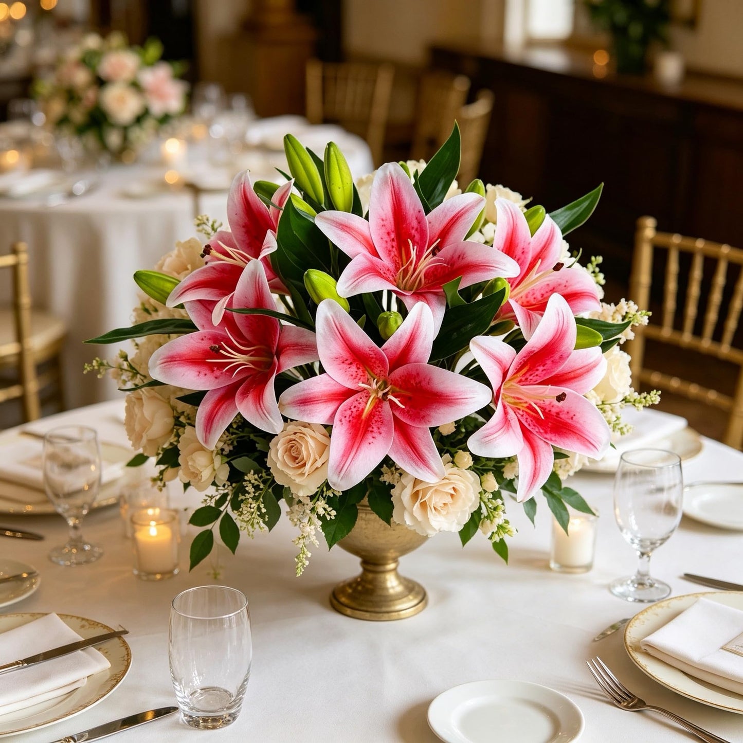 Kimura's Cabin 6Pcs Tiger Lily Artificial Flowers Real Touch Fake Lilies with Stems Faux Lilies Bouquet for Wedding Floral Arrangements Easter Home Table Centerpiece Office Decor(Pink