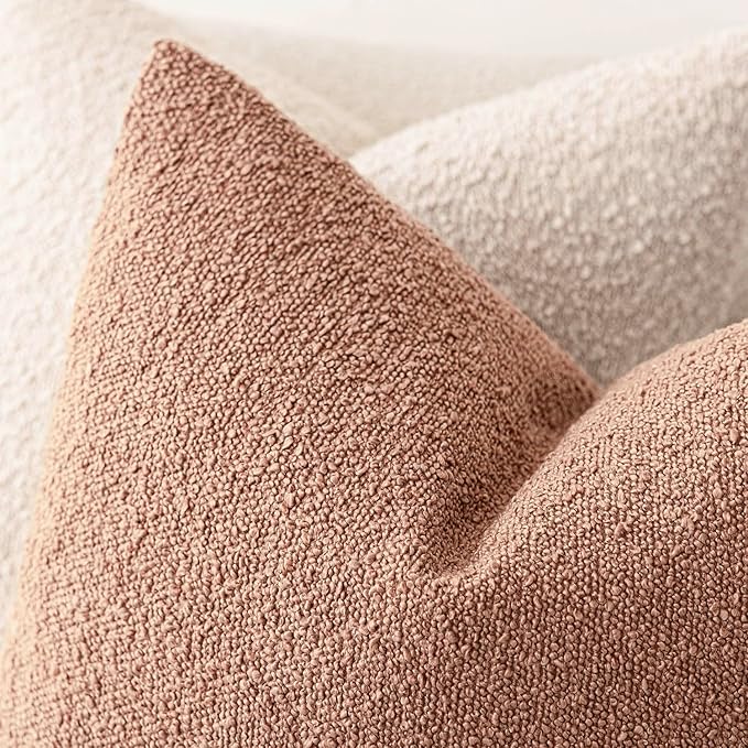 Foindtower Decorative Textured Boucle Throw Pillow Covers Accent Solid Pillow Cases Neutral Soft Cozy Couch Cushion Case for Chair Sofa Bedroom Living Room Home Decor 20x20 Inch,1PC,Dusty Orange Hazel