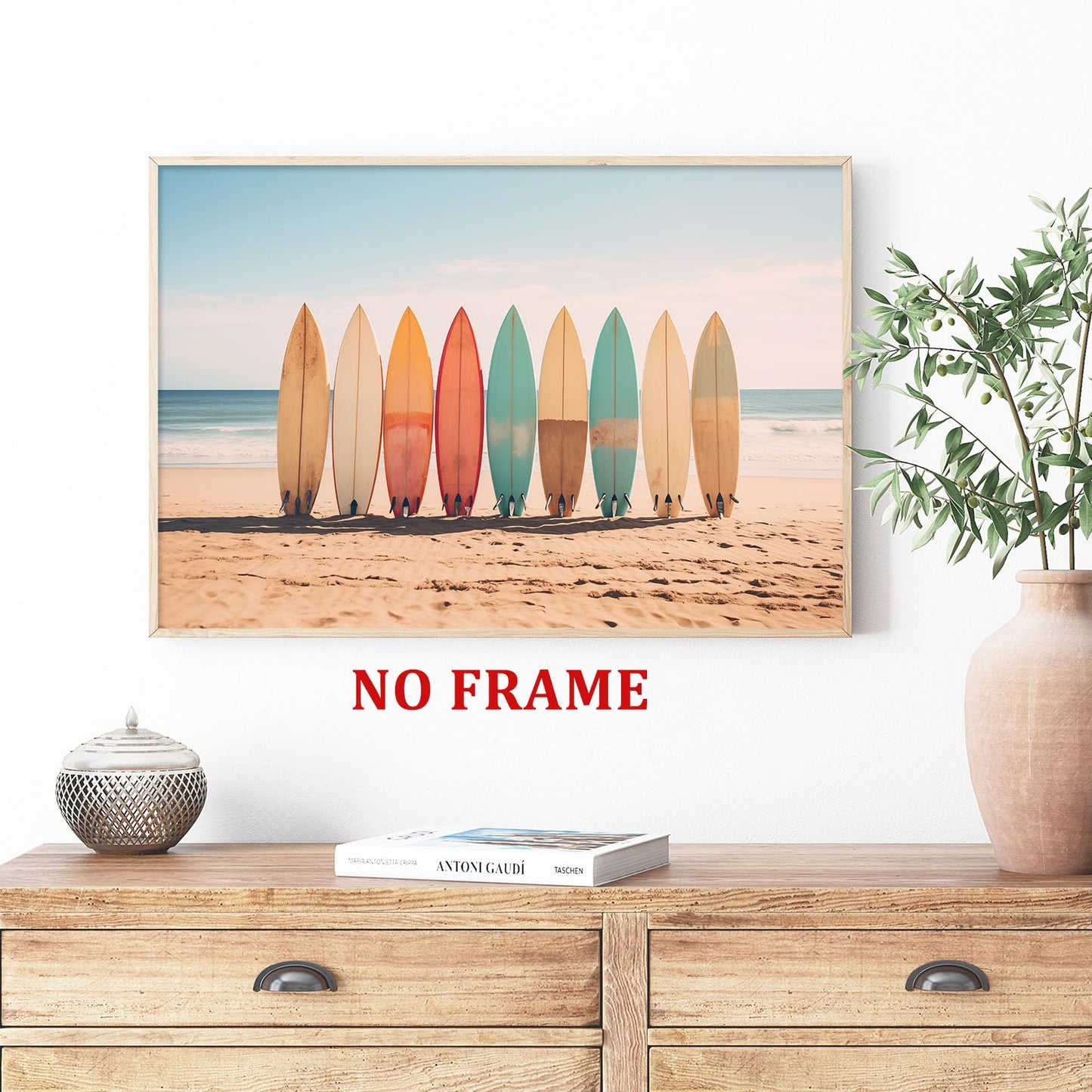 Surfboard Canvas Beach Themed Artwork Surfing Summer Pictures Beach Landscape Print Vintage Surfboard Wall Art Tropical Coastal Canvas Aesthetic Ocean Pictures Coastal Summer Wall Art 16x24in No Frame