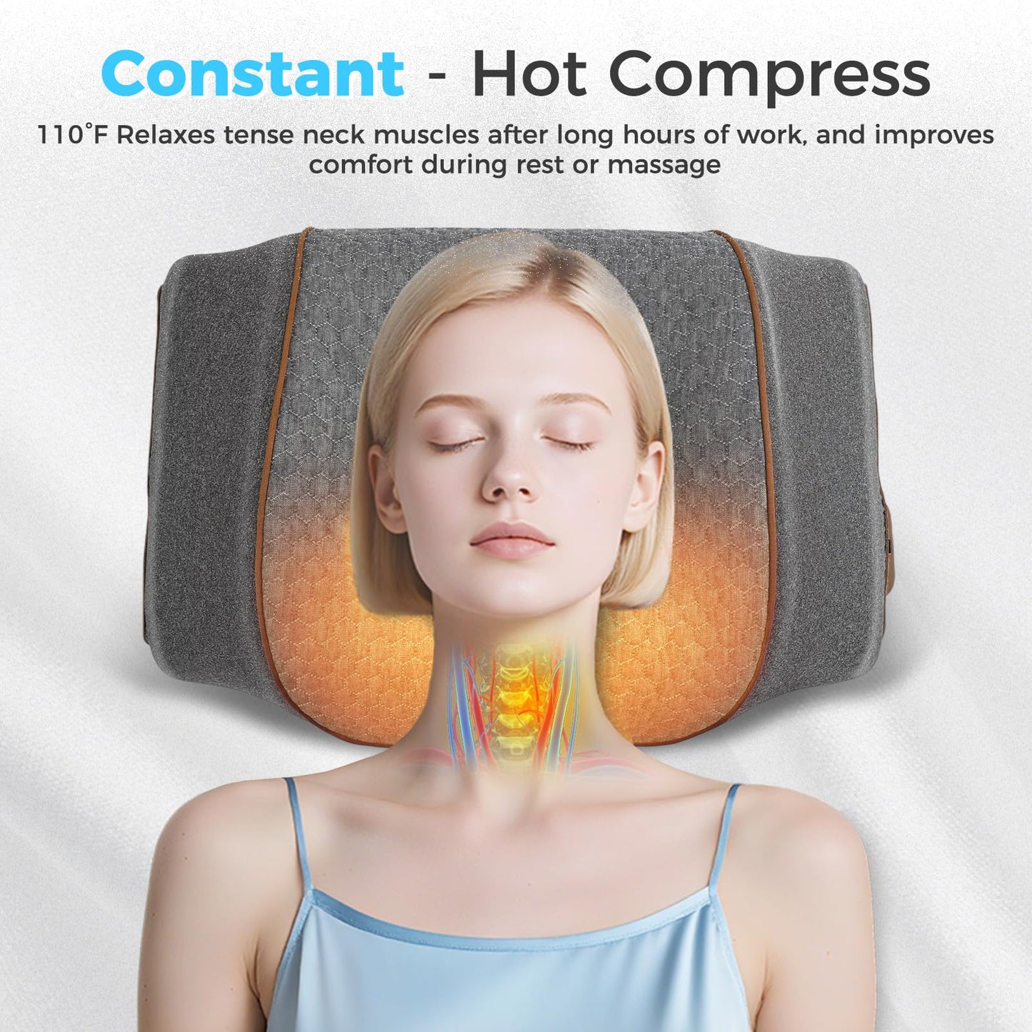 HMEEN 3 in 1 Neck Massager Pillow with Heat,Vibration & Airbag Traction - Neck Stretcher with Auto/Manual Modes, 30-Min Timer - Cervical Massage Pillow for Neck Relaxation and Decompression