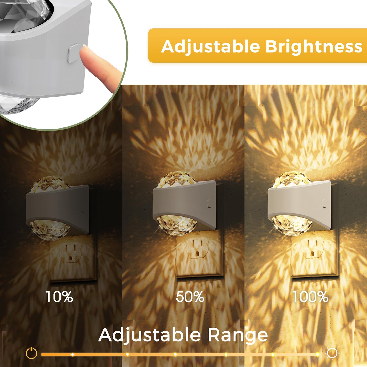 L LOHAS LED Night Light,Projector Night Light with Dusk to Dawn Sensor,3000K Soft White, Brightness Adjustable,Plug in Nightlight for Bathroom,Bedroom,Hallway,Party,Home Decor