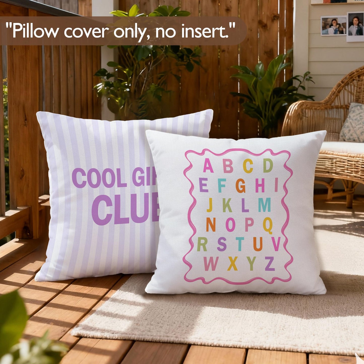 Lengues Funny Boho Nursery Pillow Covers 18x18 inches, Kids Playroom Decor Throw Pillow Covers, Inspirational Alphabet Sunshine Decorative Pillowcases for Kids Girls Room Bedroom Couch, Set of 4