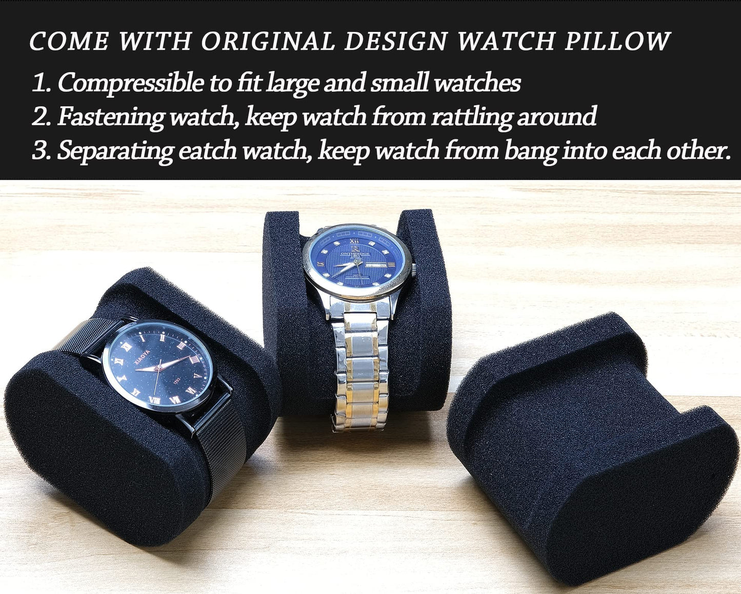 RIGICASE Single hard Watch travel case, men's watch storage box organizer, watch case holder with flexible foam inserts fit up to 60mm watch