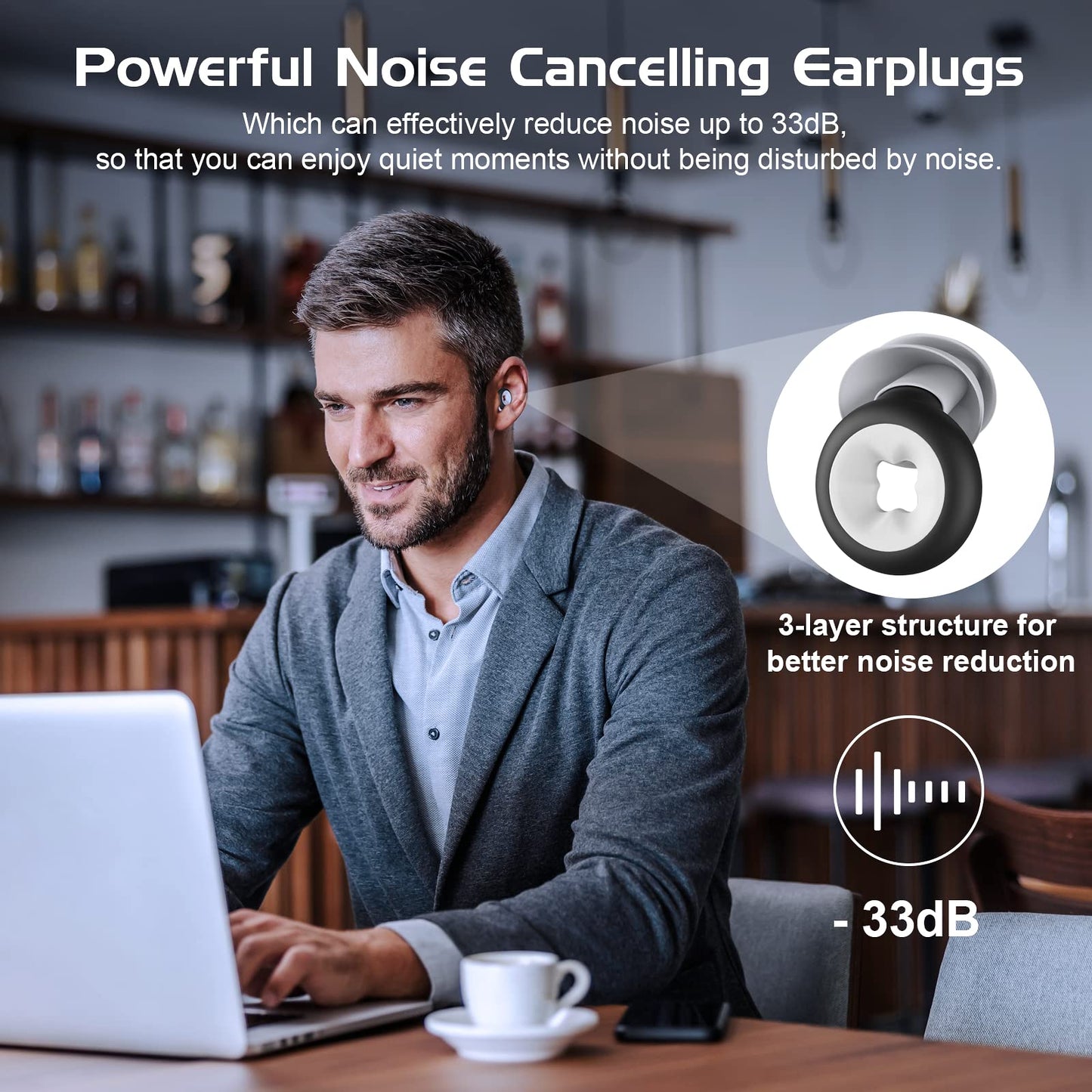 Dahuyoo Ear Plugs for Noise Reduction, Reusable Silicone Earplugs,33dB Noise Cancelling,2 Pair Waterproof Earplugs,Hearing Protection,Noise Cancelling Earplugs for Sleeping,Snoring,Work,Concert,Study