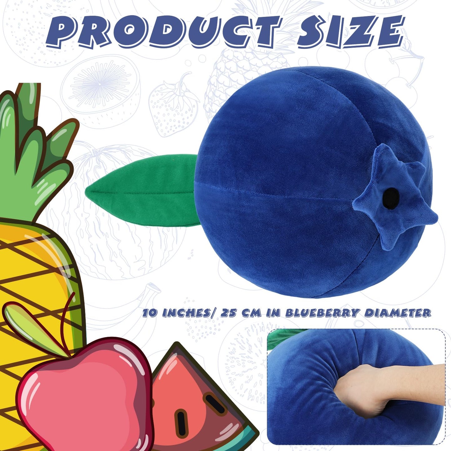 Beeveer 2 Pcs Blueberry Plush Cute Fruit Plush Blueberry Pillow Kawaii Decorative Hugging Gift Soft Stuffed Fun Plushies Novelty Pillow Toy Cushion Seat Decor for Home Kids Girl