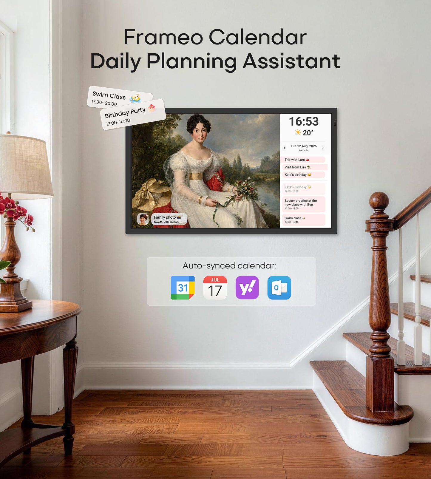 Frameo 32" Extra Large Digital Picture Frame WiFi 64GB, 1920 x 1080 FHD IPS Touch Screen Electronic Photo Frames, Wall Mounted, Auto-Rotate, Support USB and SD Card, Share Photos Videos Instantly