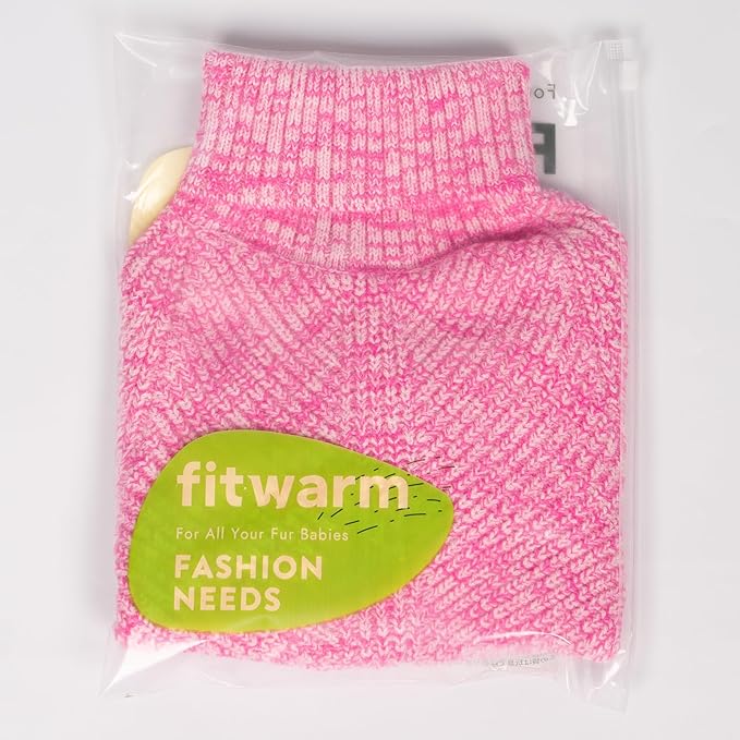 Fitwarm Knitted Turtleneck Dog Sweater, Cozy Dog Winter Clothes for Small Dogs Girl, Holiday Pet Outfit, Heather Pink, Large
