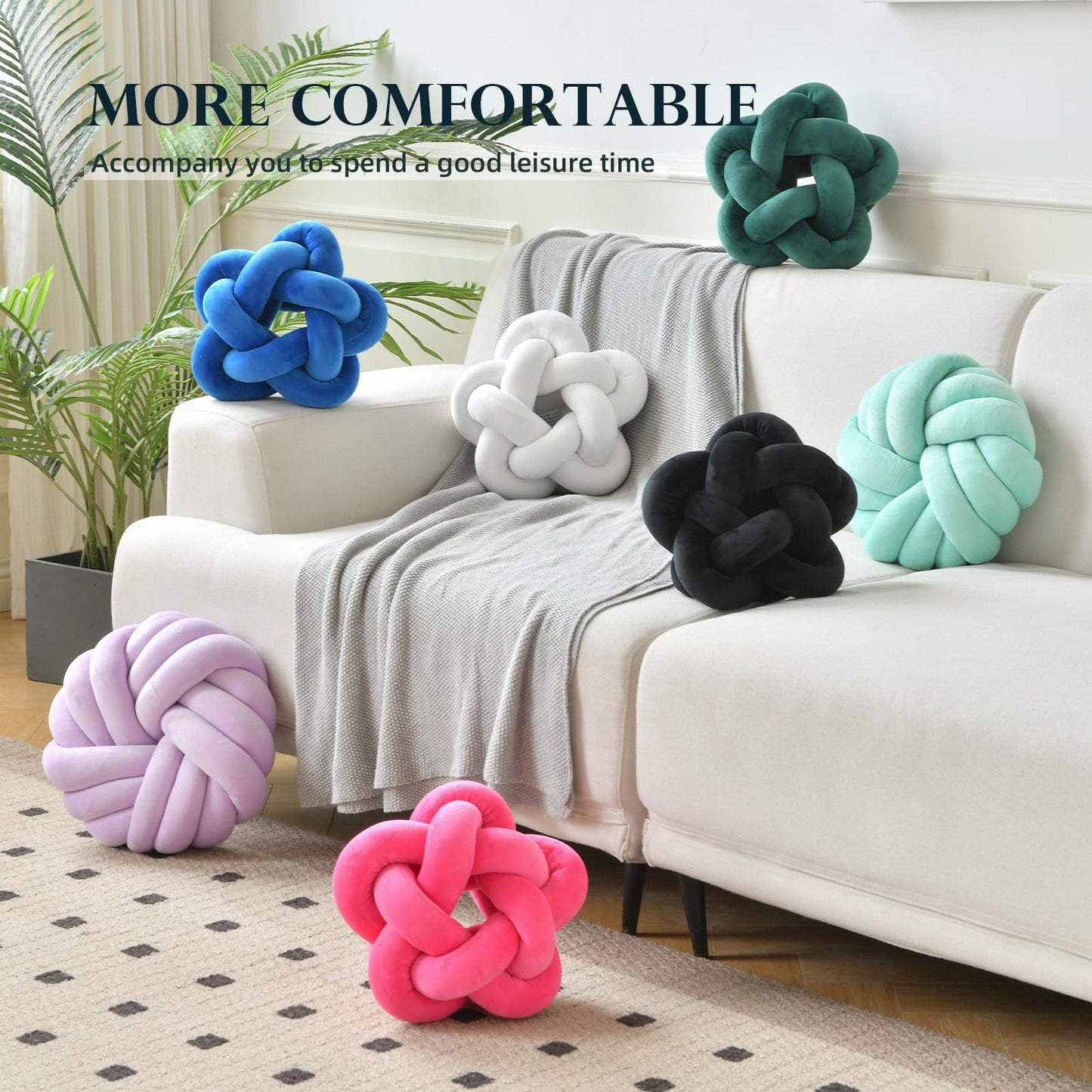 Wadser Knot Plush Throw Pillow Kids Handmade Knotted Star Pillow Soft Sofa Lumbar Cushion Stuffed Cushion Home Office Children Room Decor, Emerald Green