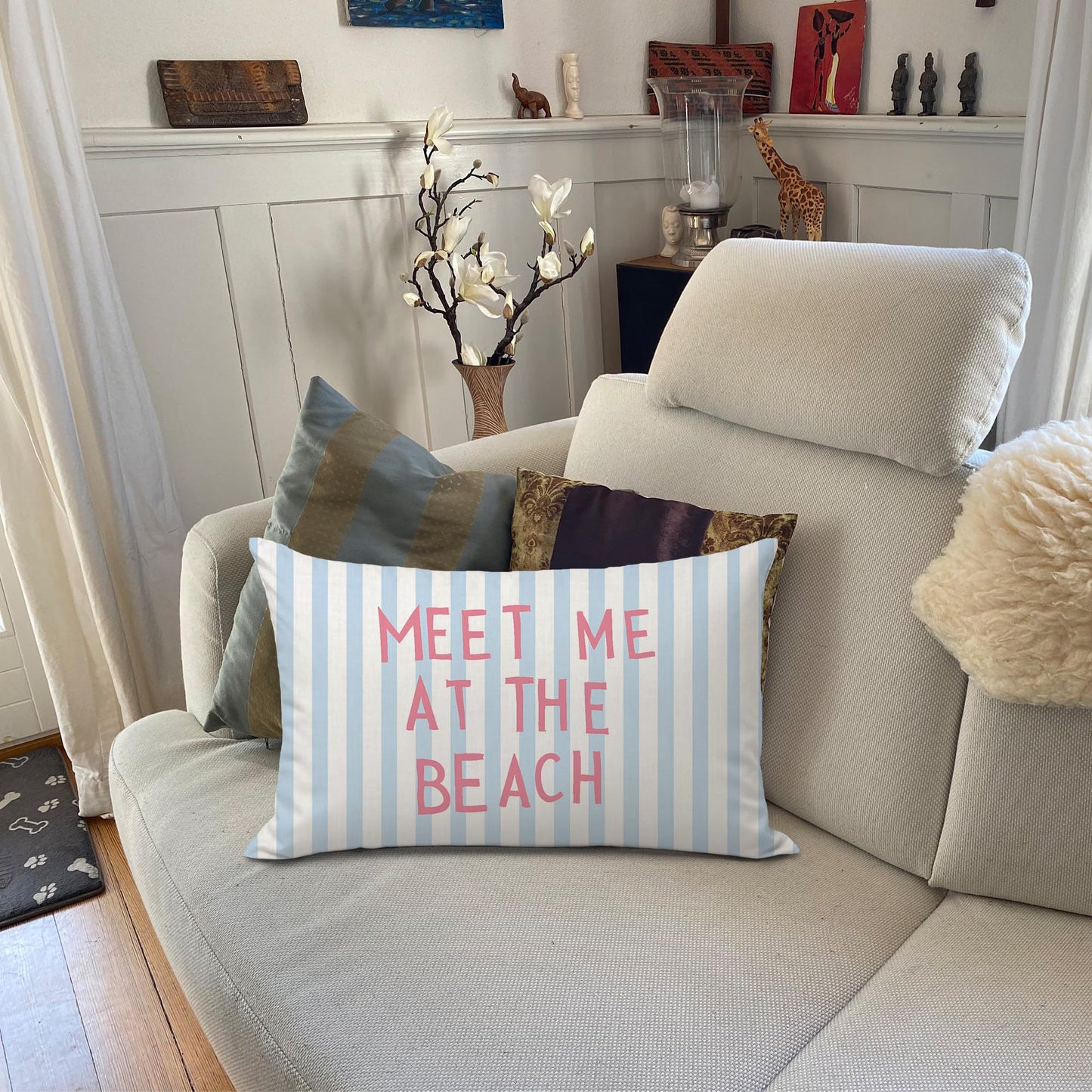 IAFQWDS Coastal Beach 12x20 Pillow Cover, Coastal Beachy Room Decor Aesthetic, Preppy Meet Me at The Beach Lumbar Pillow Covers Decorative for Girls Bedroom College Dorm Apartment Sofa Couch
