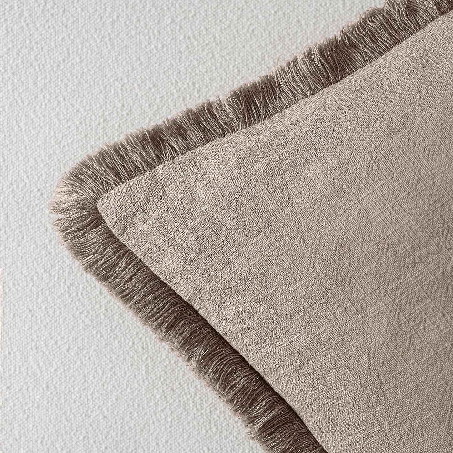 MIULEE Decorative Throw Pillow Covers Neutral Linen Fringe Throw Pillows Euro Shams Set of 2 Dune Boho Farmhouse Cushion Covers for Couch Sofa Bed Living Room Spring Home Decor 24x24 Inch