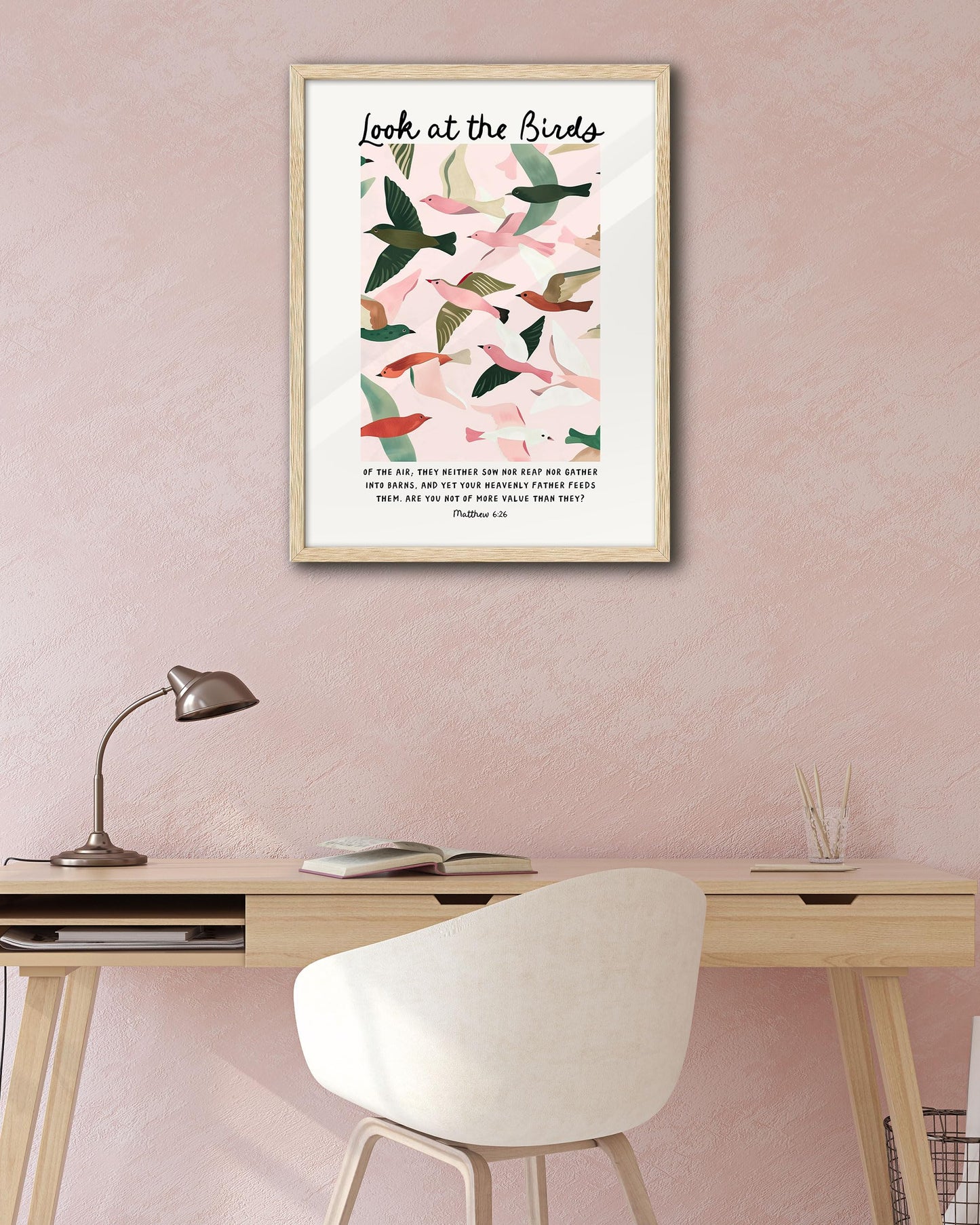EcoHest 12x16 in Matthew 6:26 Look at the Birds Framed Christian Wall Art