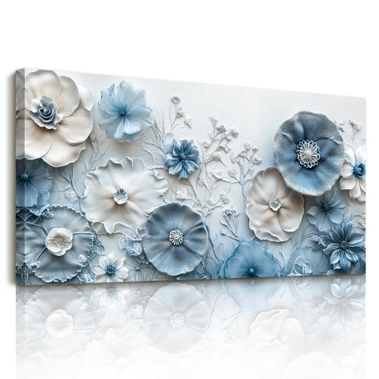 SERIMINO Floral Wall Art, Large Wall Decor, Blue Wall Art, Modern Elegant Flowers Painting, Nature Botanical Prints, Chic Pictures for Living Room Bedroom Bathroom Office Home Decoration 20"x40"