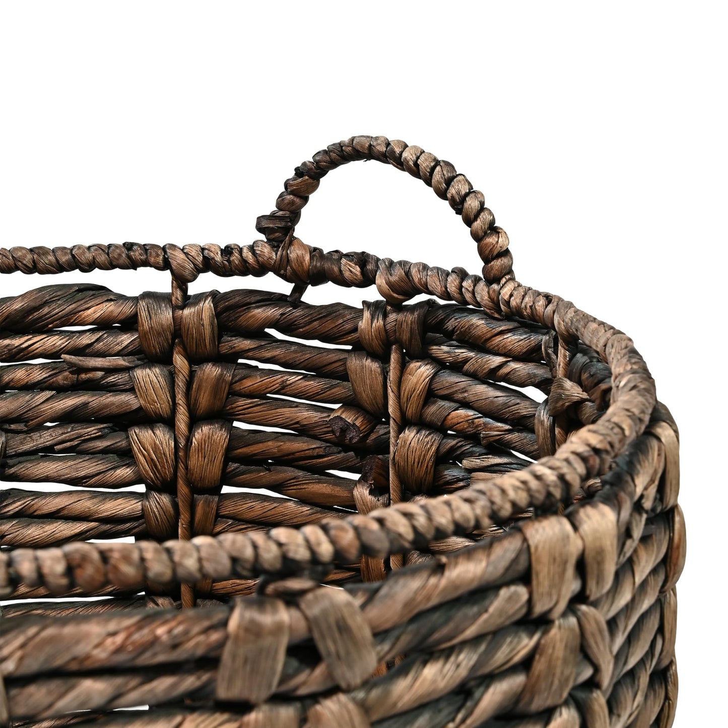 happimess BSK1003B Laurel 19.49" Bohemian Handwoven Abaca Hamper Basket with Handles, Brown for Storage and Decoration in Bathroom, Bedroom, Living Room
