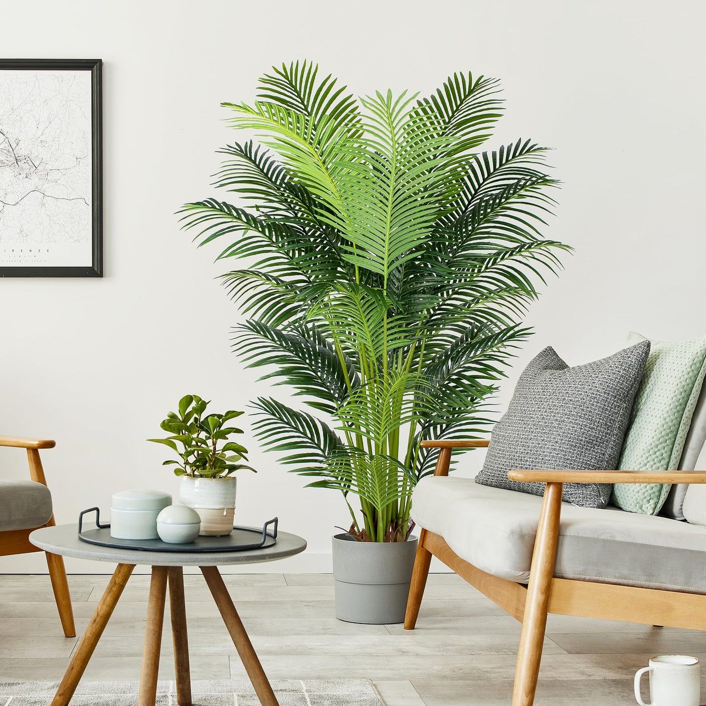YEPDIN 6 Ft Artificial Tropical Palm Tree With 24 Removable Leaves - Large Faux Plant for Indoors and Outdoors, Silk Housewarming Gift, K185