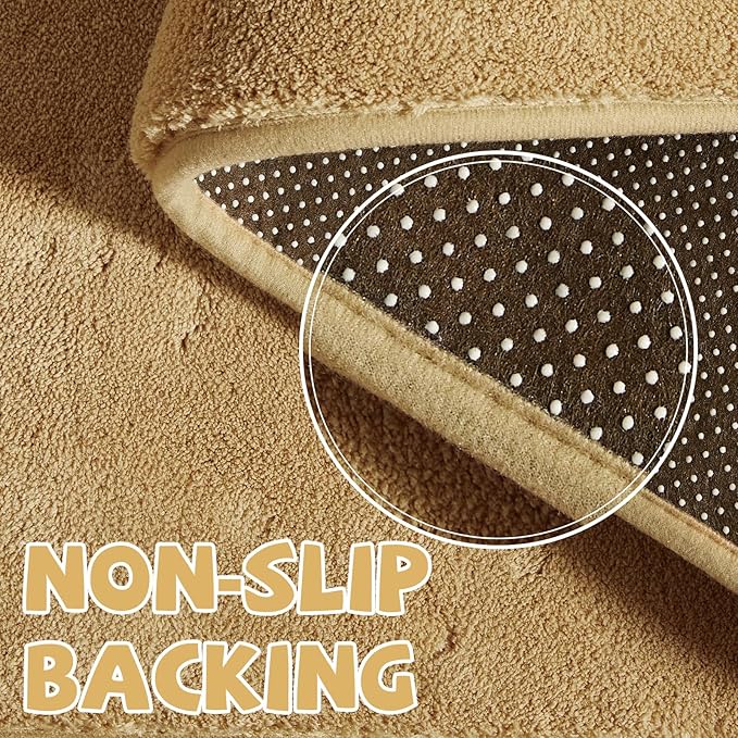 jinchan Solid Plush Area Rug 3x5 Performance Shaggy Washable Rug Indoor Soft Modern Faux Wool Cozy Non Slip Carpet for Living Room Kids Room Bedroom Dining Room Nursery Tan