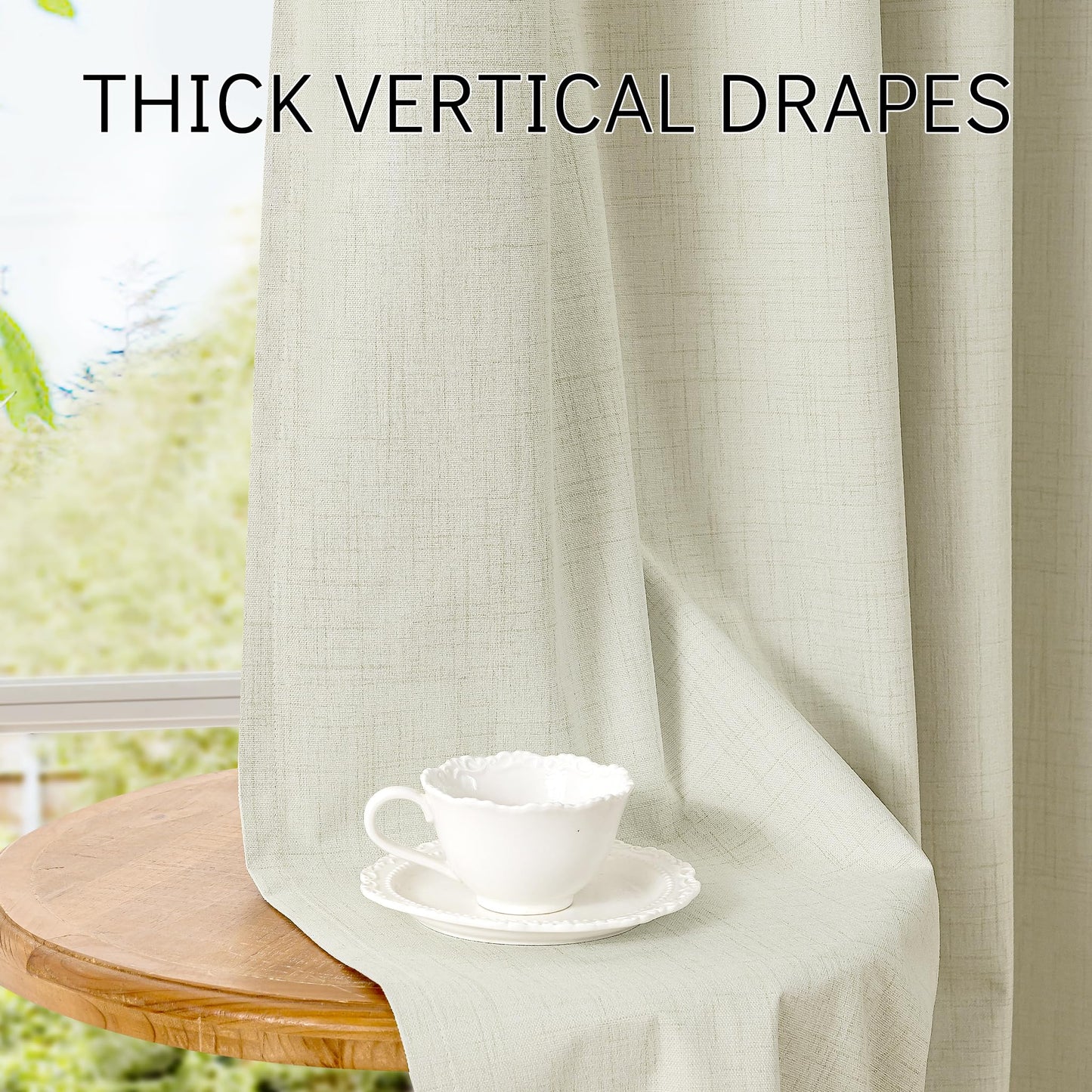 ChrisDowa 100% Blackout Curtains for Living Room - Linen Curtains 90 Inch Curtains Grommet Top Thermal Curtain Total Blackout Drapes Privacy Protection for Bedroom 2 Panels, Cream 52" W x 90" L