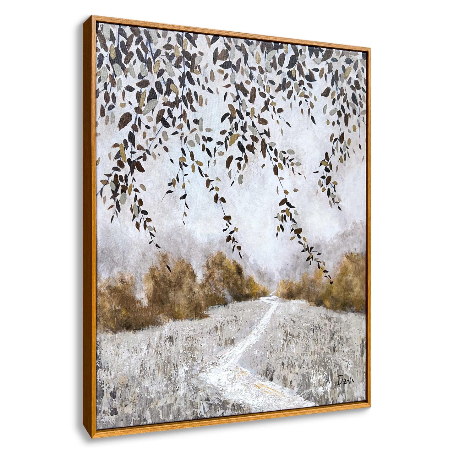 Eonzeun 32x32 Inch Square Framed Textured Canvas Wall Art, Modern Neutral Wabi-Sabi Abstract Landscape Painting for Living Room, Bedroom