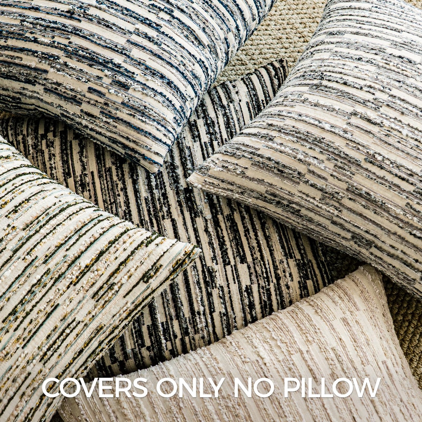 a moment Boho Throw Pillow Covers Set of 2,Striped Decorative Rustic Farmhouse Pillow Cases,Aesthetic Modern Home Decor Couch Cushion Covers for Bed Sofa Living Room 18"X18" Blue