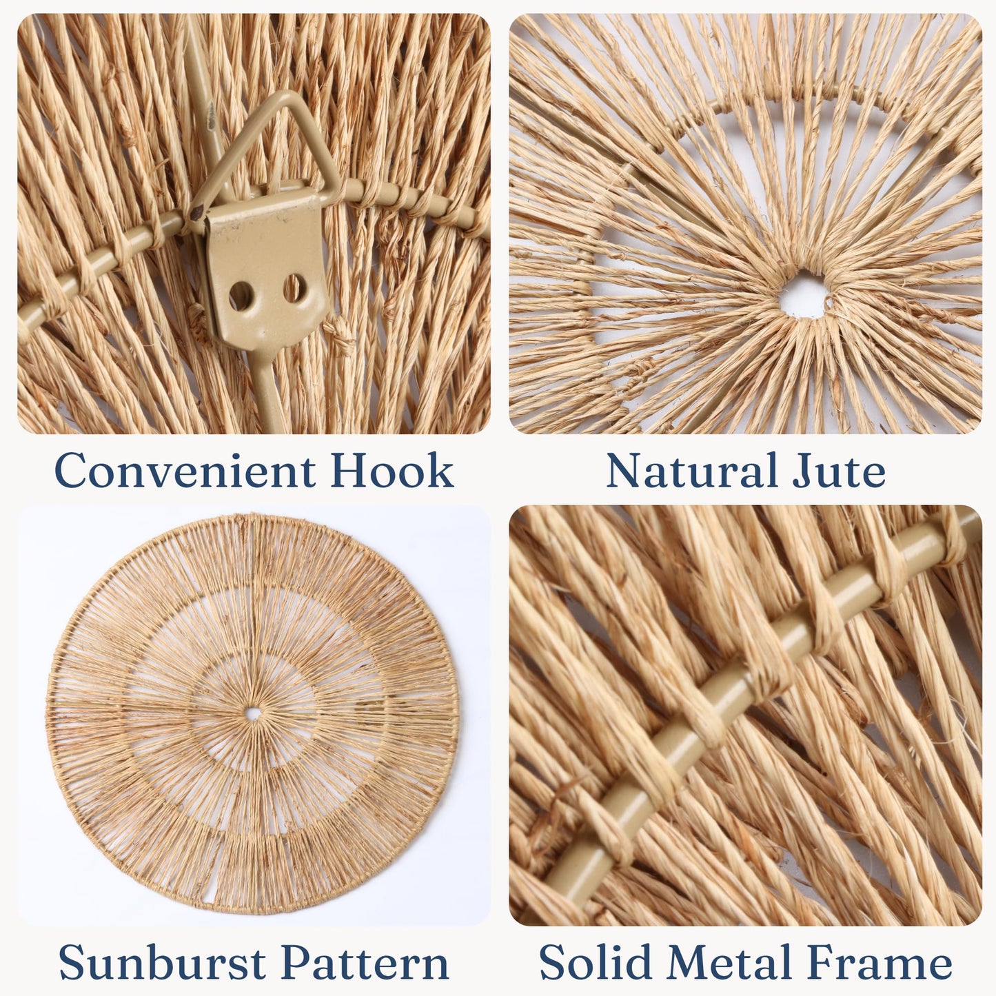 CHI AN HOME Wicker 23 Inch Jute Wall Decor Baskets, Set of 6 Extra Large Woven Jute Wall Plates, 23",21",15",13",12,10", Decorative Baskets for Wall Arts, Wall Hanging for Bedroom, Living Room, Office