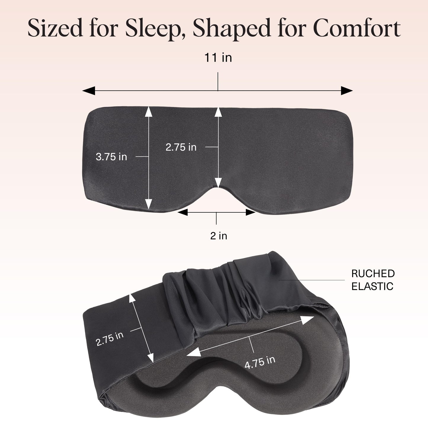 Kitsch Contour Pillow Eye Mask – Softer Than Silk Eye Masks for Sleep, Blindfold Sleep Masks for Women & Men, No Eye Pressure, Lightweight, Eye Care, Travel Essentials - Charcoal
