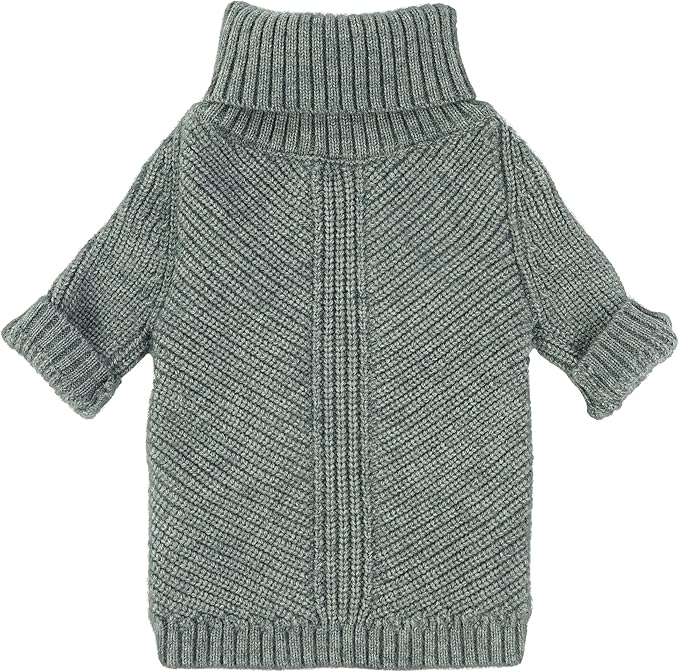 Fitwarm Dog Turtleneck Sweater, Thermal Knitted Pet Coat, Dog Winter Clothes for Small Dogs, Cat Apparel, Heather Grey, XXL
