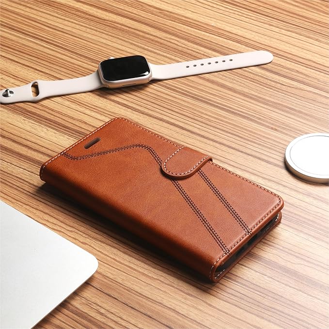 CIVICASE for iPhone 17 Pro Max Wallet Case,PU Leather Flip Case RFID Blocking Credit Card Holder Folio Magnetic Stand TPU Shockproof Cover Compatible with iPhone 17 Pro Max, Brown
