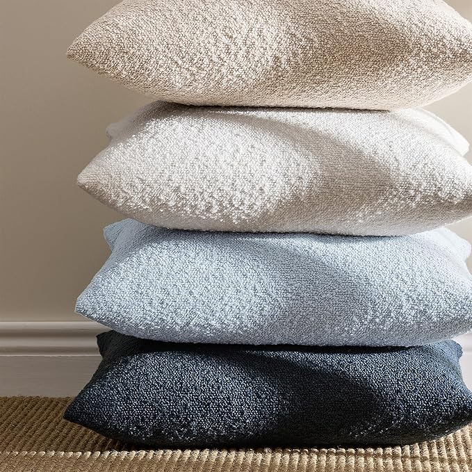 ANRODUO Pack of 2 Textured Boucle Throw Pillow Covers Soft Light Blue Decorative Accent Solid Pillow Cases Cozy Modern Couch Cushion Case for Chair Sofa Bedroom Living Room Home Decor, 18 x 18 Inch