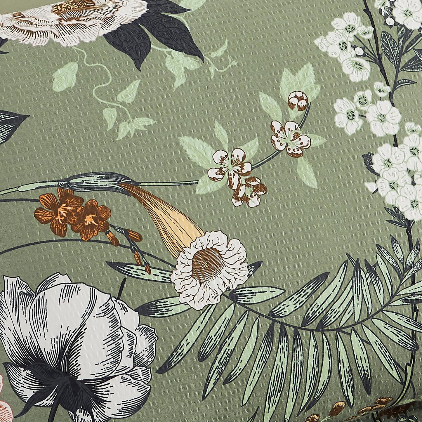 CASAAGUSTO Queen Comforter Set - 7 Pieces Bed in a Bag Queen Green Butterfly Floral Comforter Set with Flowers Leaves Pattern, Soft Seersucker Design All Season Queen Size Bedding Set