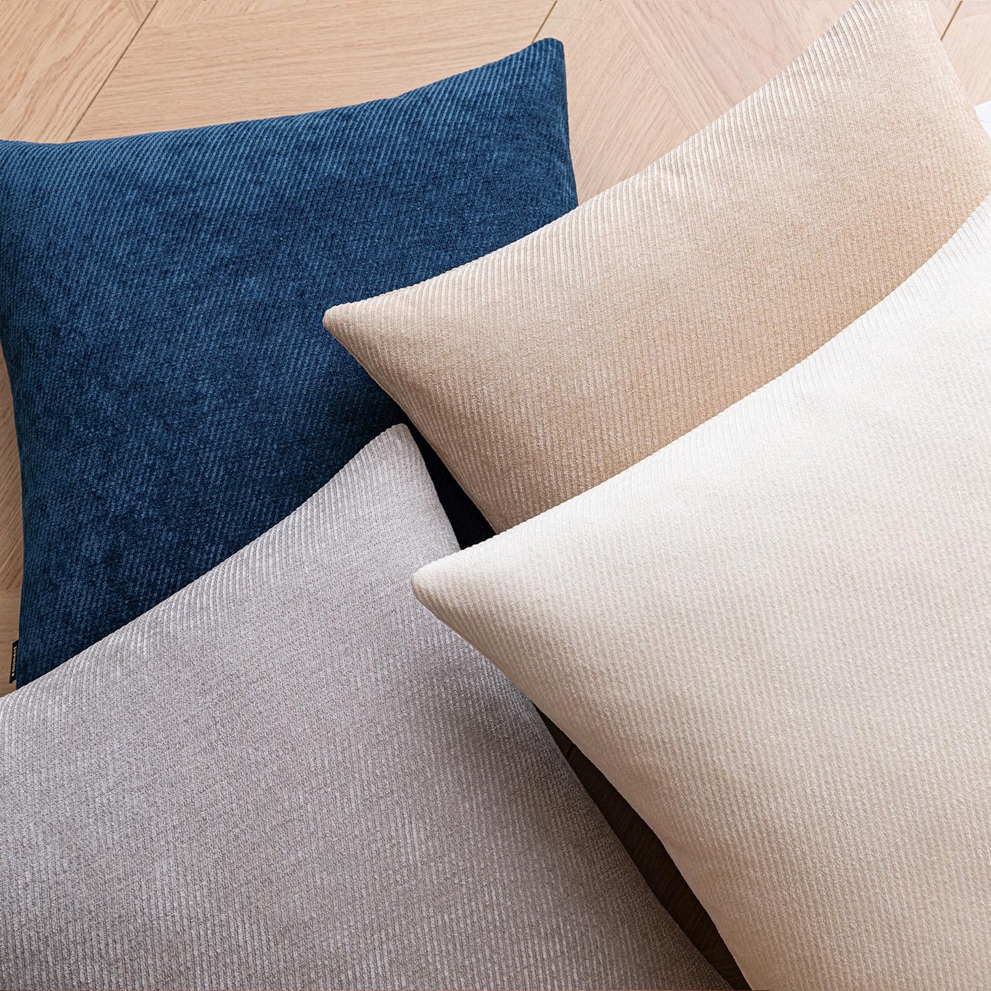 a moment Pack of 2 Decorative Chenille Throw Pillow Covers with Twill Cushion Covers for Sofa Living Room Couch Bed 24x24 Inch Beige