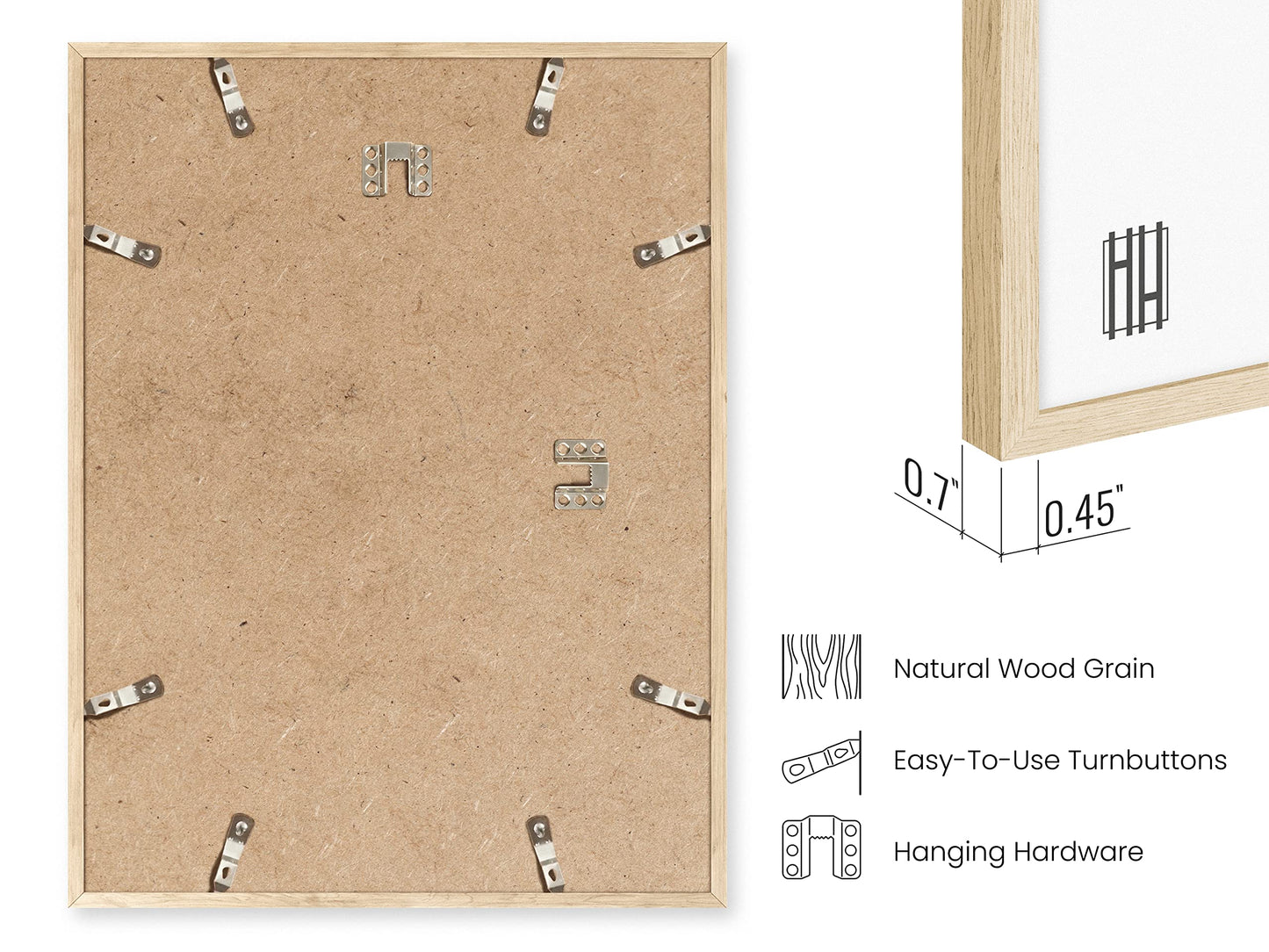 HAUS AND HUES Beige Oak Wood 12x16 Picture Frame - Modern Wood Wall Art Display - Lightweight 12x16 Frame for Art Prints, Photos, Posters - Ready-to-Hang Vertically & Horizontally