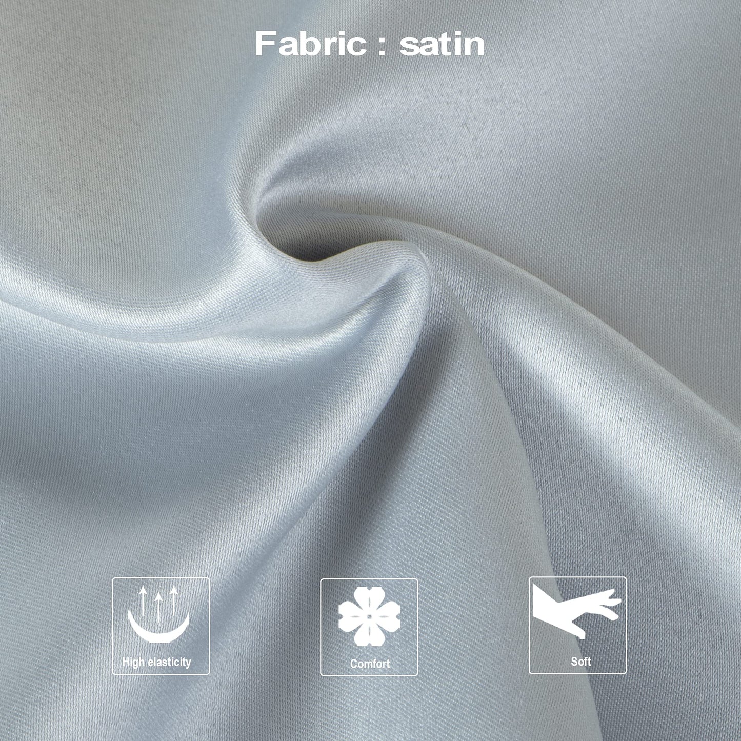 NTBAY Zippered Satin Body Pillow Pillowcase, Silky Slip Cooling Body Pillow Cover, Long Side Hidden Zipper, 20x54 Inches, Silver Grey