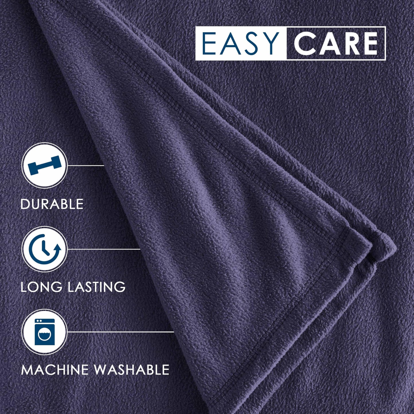 Twin Size Fleece Bed Blanket | Comfy Supersoft Fleece Blanket – All-Season Light Weight Throw Blanket | Luxuriously Soft | Throw Blanket for Couch and Sofa | Machine Wash | Navy