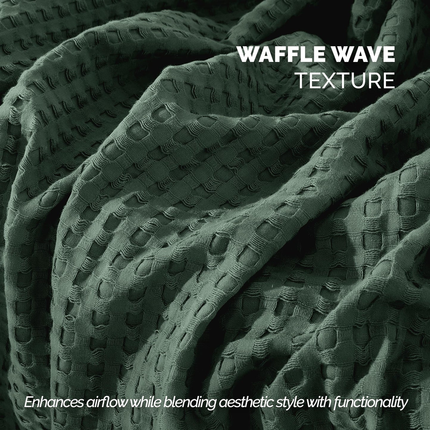 Elegant Comfort Premium 100% Cotton Waffle Blanket - Lightweight Breathable Waffle Weave Bed Blanket - Soft and Warm All Season Blanket for Couch, Sofa and Bed, King Size 90x108 Inches, Hunter Green