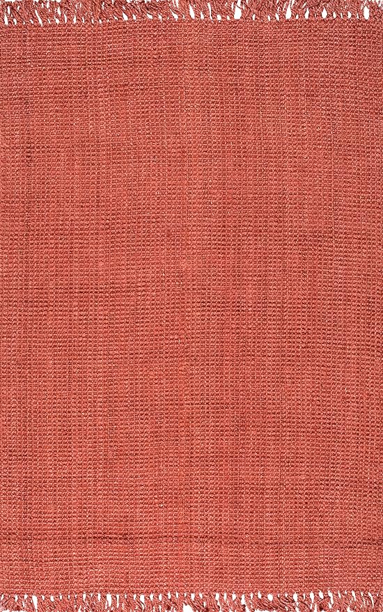 Nuloom Daniela Brick, 8'6" x 11'6", Handmade, Jute, Tassel, Soft and Textured, High Traffic, Stain Resistant, Easy Clean, Durable Area Rug for Bedroom, Living Room, Dining Space, Foyer, Entryway