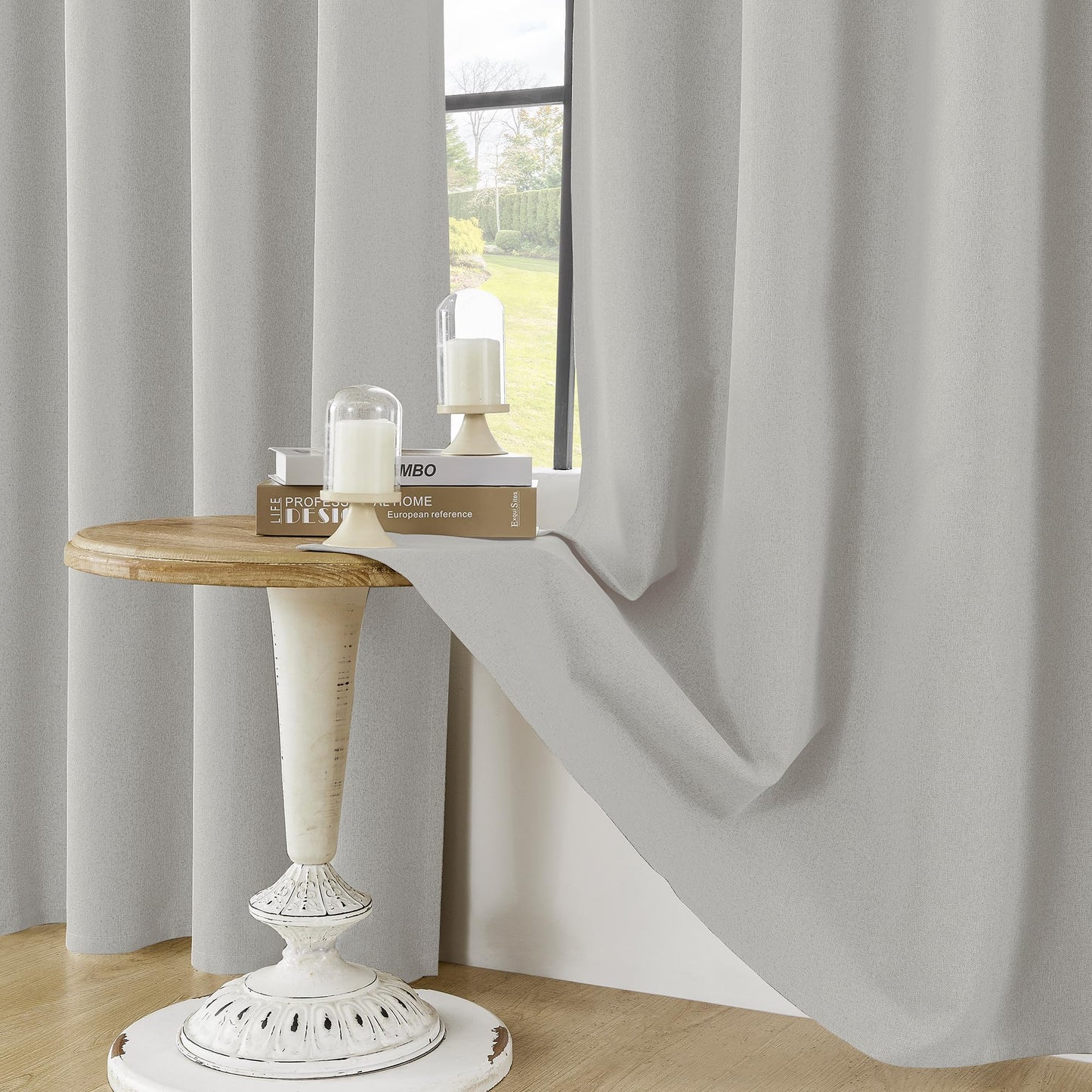 ChrisDowa 100% Blackout Light Grey Solid Curtains 63 Inches Long 2 Panels for Bedroom Living Room,Farmhouse Room Darkening Thermal Insulated Soundproof Grommet Top Window Treatment Drapes,52x63