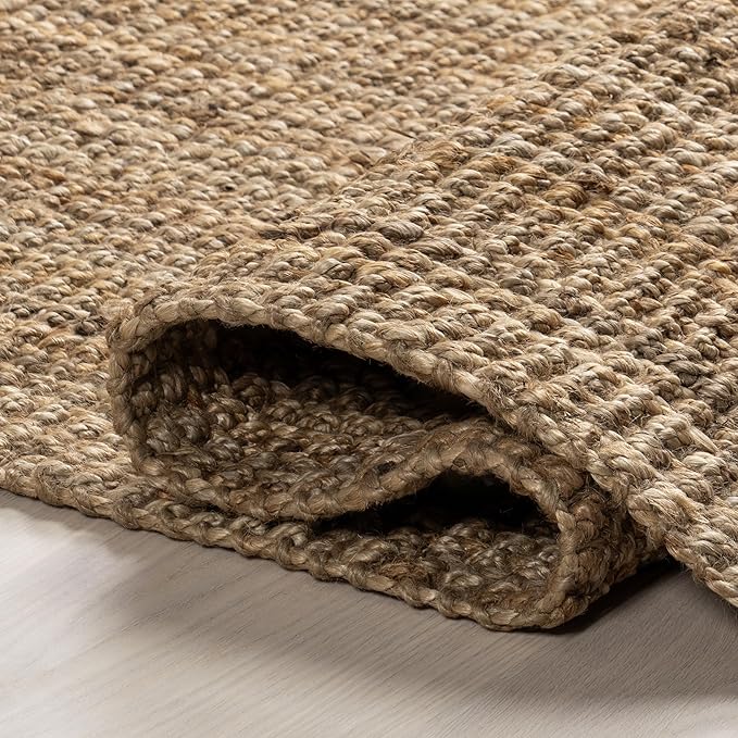 Nuloom Daniela Natural, 8' Square, Handmade, Jute, Tassel, Soft and Textured, High Traffic, Stain Resistant, Easy Clean, Durable Area Rug for Bedroom, Living Room, Dining Space, Foyer, Entryway