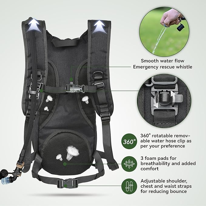 MARCHWAY Tactical Molle Hydration Pack Backpack with 3L TPU Water Bladder, Military Daypack for Cycling, Hiking, Running, Climbing, Hunting, Biking