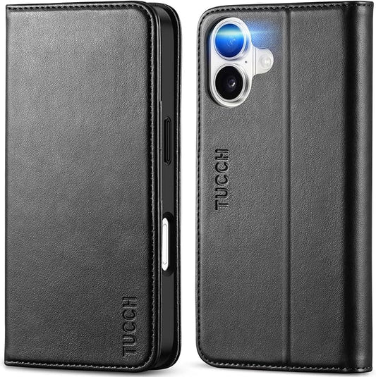 TUCCH Case Wallet for iPhone 17 (6.3") 2025, RFID Blocking 3 Card Holders | Kickstand | PU Leather | Protective Flip Folio Cover | TPU Shockproof Interior Shell | Black