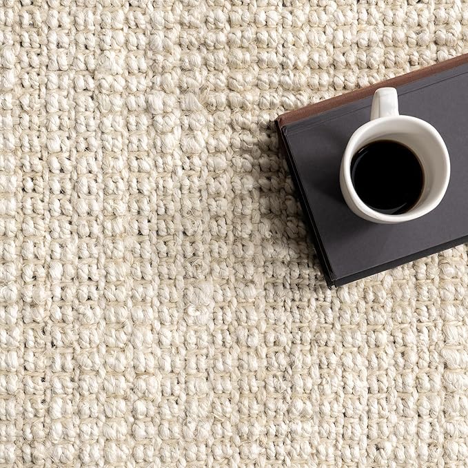Nuloom Daniela Off-White, 4' Round, Handmade, Jute, Soft and Textured, High Traffic, Stain Resistant, Easy Clean, Durable Area Rug for Bedroom, Living Room, Dining Space, Foyer, Entryway