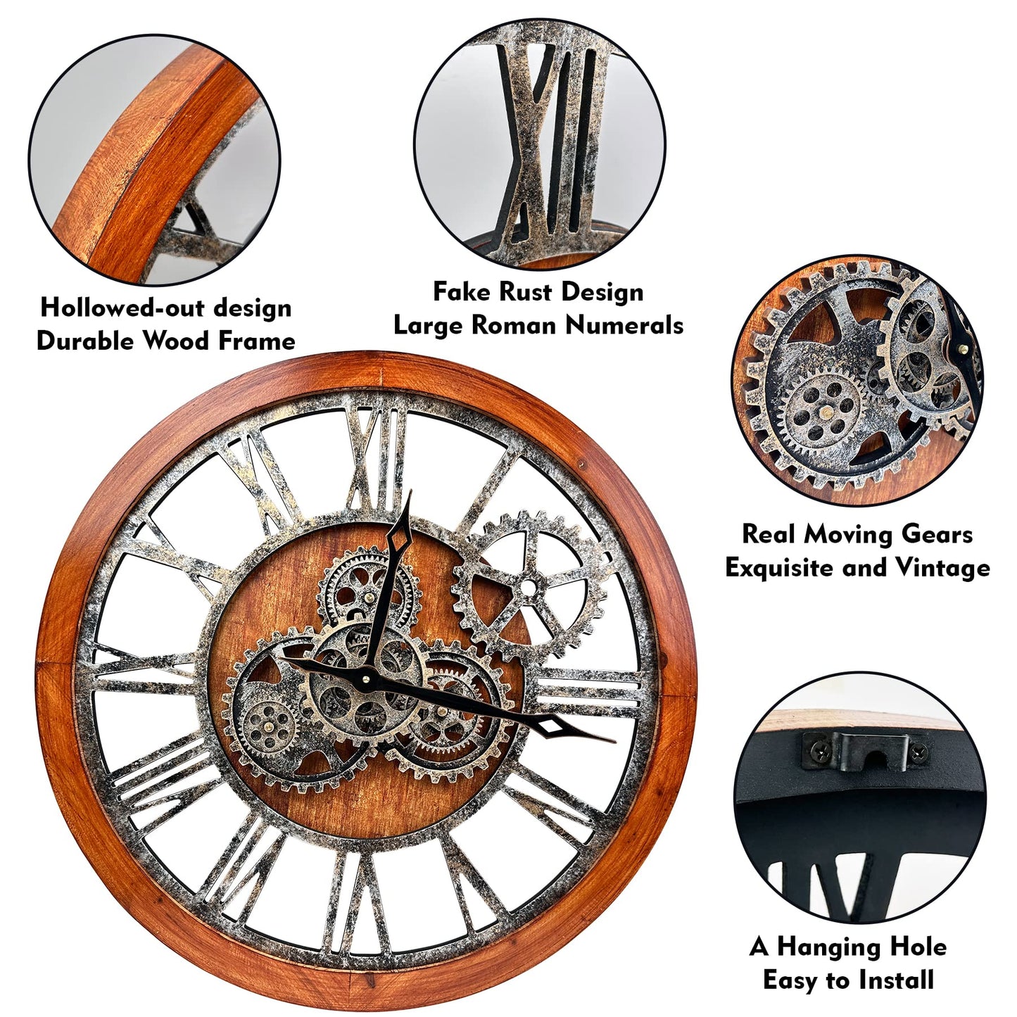 The B-Style Large Wall Clock, 24 inch, Brown and Bronze