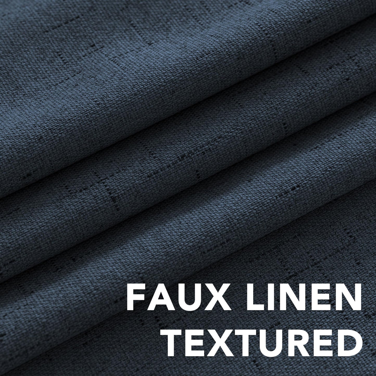 H.VERSAILTEX Linen Blackout Curtains 84 Inches Long 100% Absolutely Blackout Thermal Insulated Textured Linen Look Curtain Draperies Anti-Rust Grommet, Energy Saving with White Liner, 2 Panels, Navy