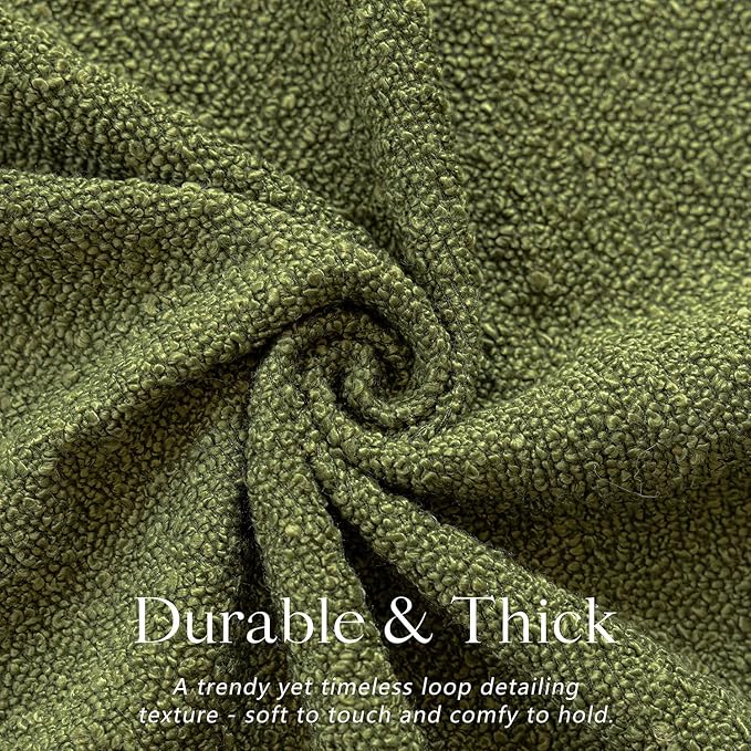 Foindtower Decorative Textured Boucle Throw Pillow Covers Accent Solid Pillow Cases Neutral Soft Cozy Couch Cushion Case for Chair Sofa Bedroom Living Room Home Decor 26 x 26 Inch,Green