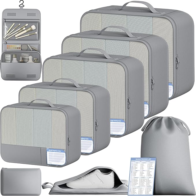 BAGAIL 9 Set Packing Cubes Luggage Packing Organizers for Travel Accessories