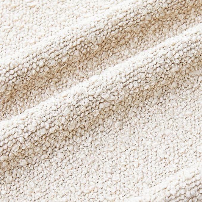 Mixhug Decorative Boucle Throw Pillow Covers, Beige, 20 x 20 Inches, Pack of 2 - Neutral Textured Boho Pillow Covers for Couch and Bed