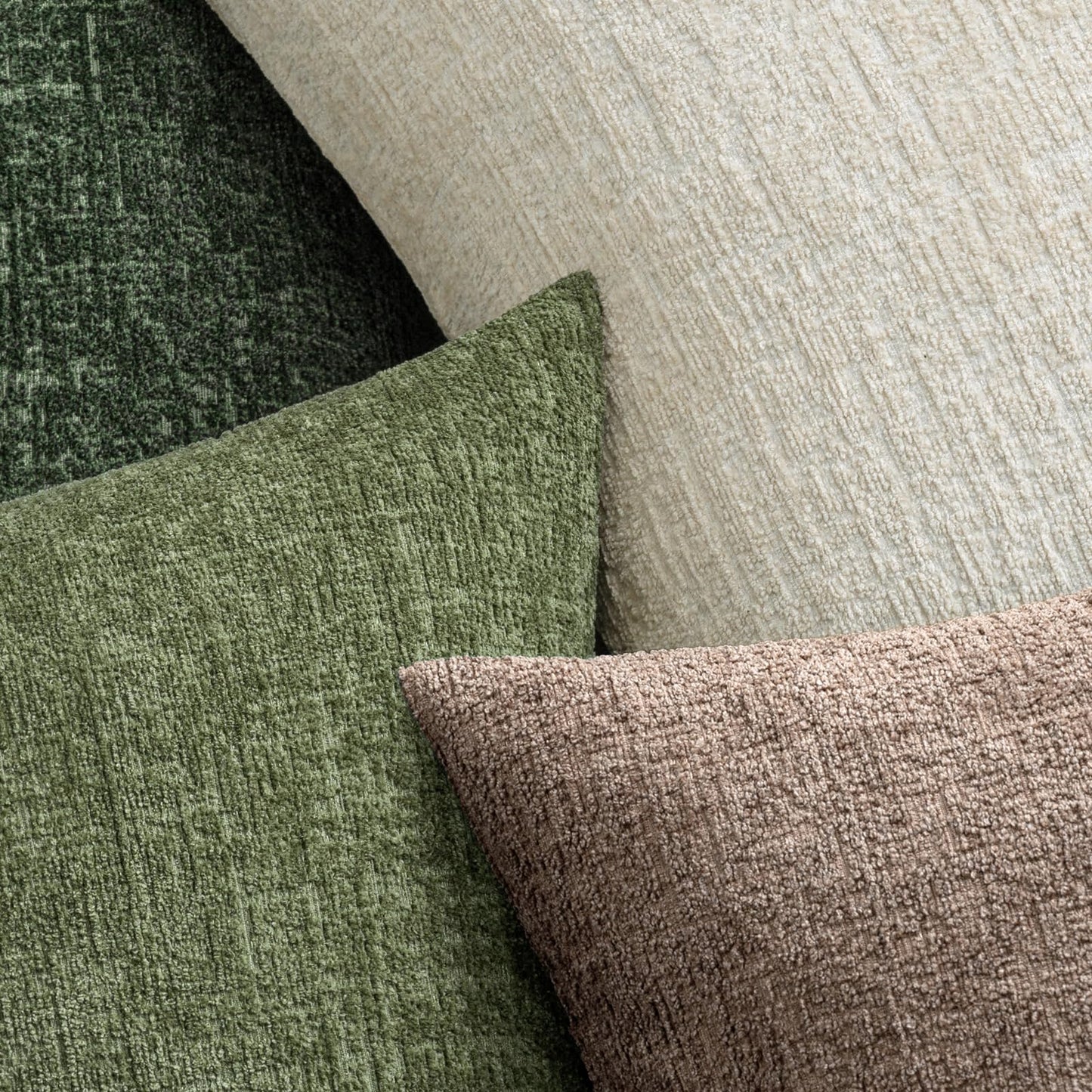 MIULEE Decorative Throw Pillow Covers 18x18 Pack of 2 Beige Couch Pillow Covers Soft Cozy Textured Chenille Pillowcases for Home Decor Sofa Living Room Cushion Bedroom